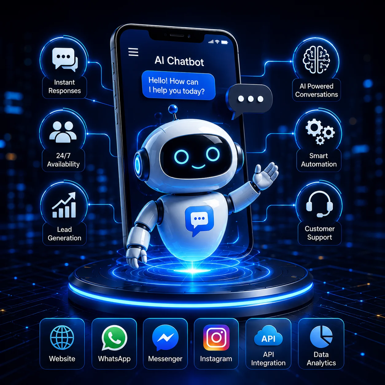 AI chatbot service for smart customer support, instant responses, and business automation.